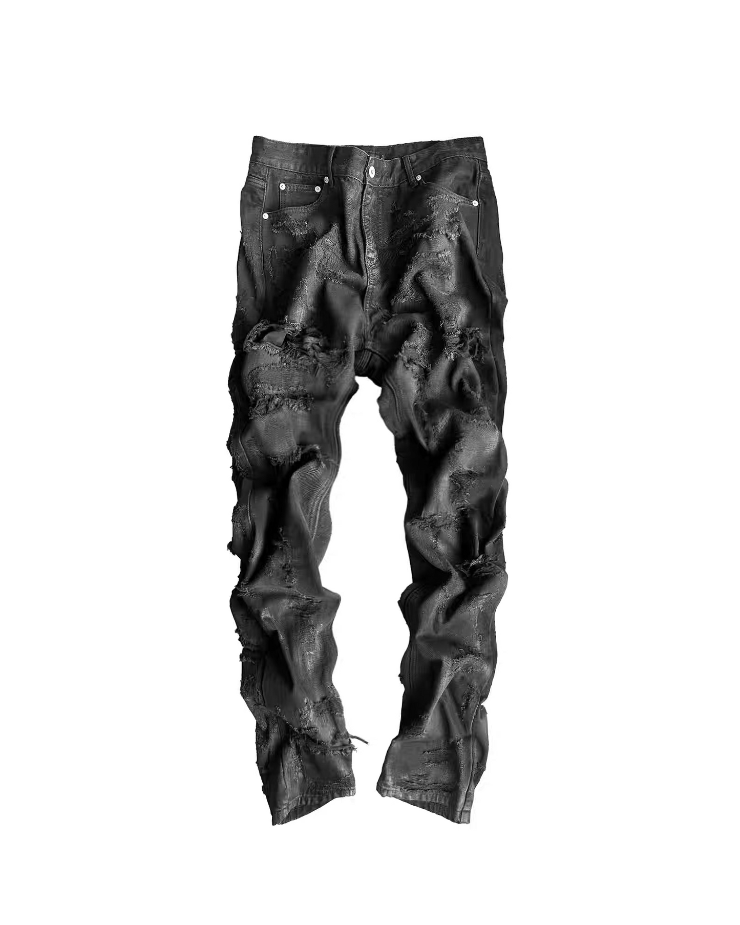 Wrinkled Washed Straight-Leg Jeans