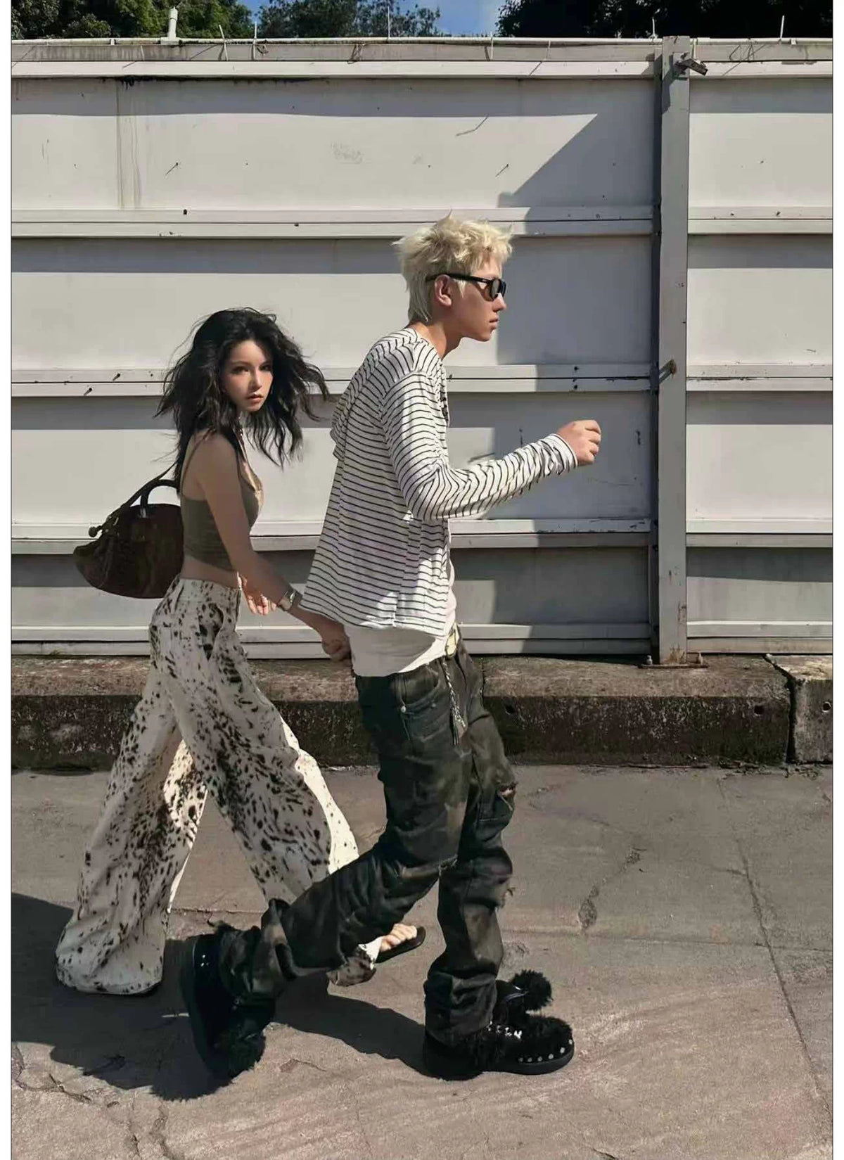 Washed Camouflage Straight-Leg Pants
