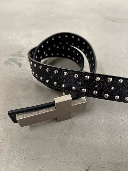 Detachable Cross Charm Studded Leather Belt