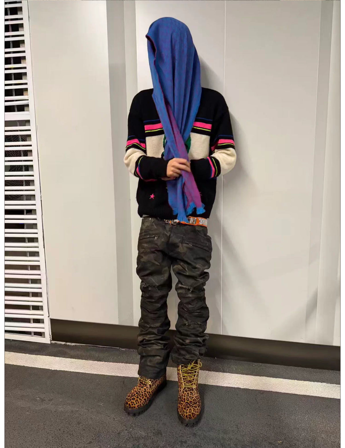Washed Camouflage Straight-Leg Pants