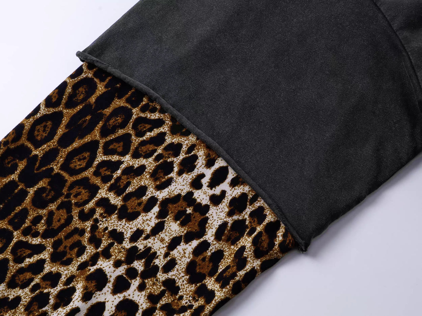 Leopard Layered Sleeve Washed Graphic T-Shirt