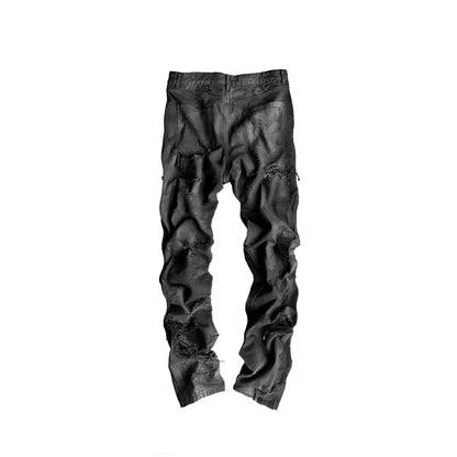 Wrinkled Washed Straight-Leg Jeans