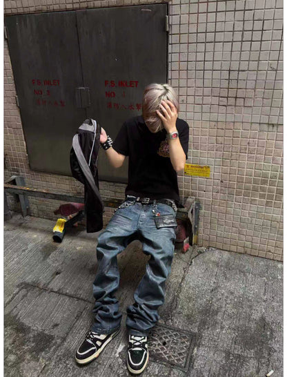 Sculpted Washed Straight-Leg Jeans