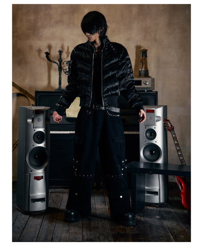 Glossy Fur Trim Hood Cropped Padded Jacket