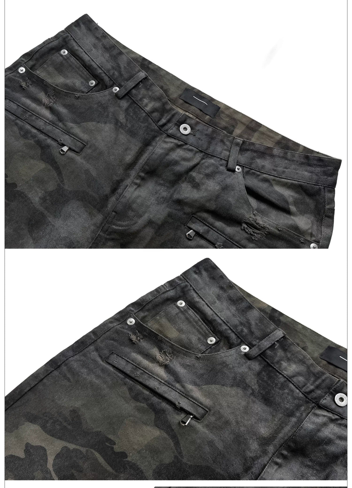 Washed Camouflage Straight-Leg Pants
