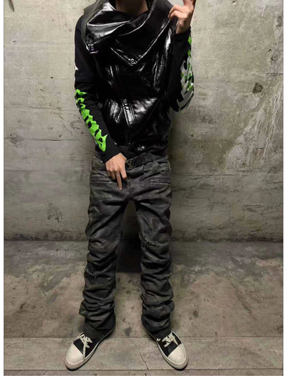 Washed Camouflage Straight-Leg Pants