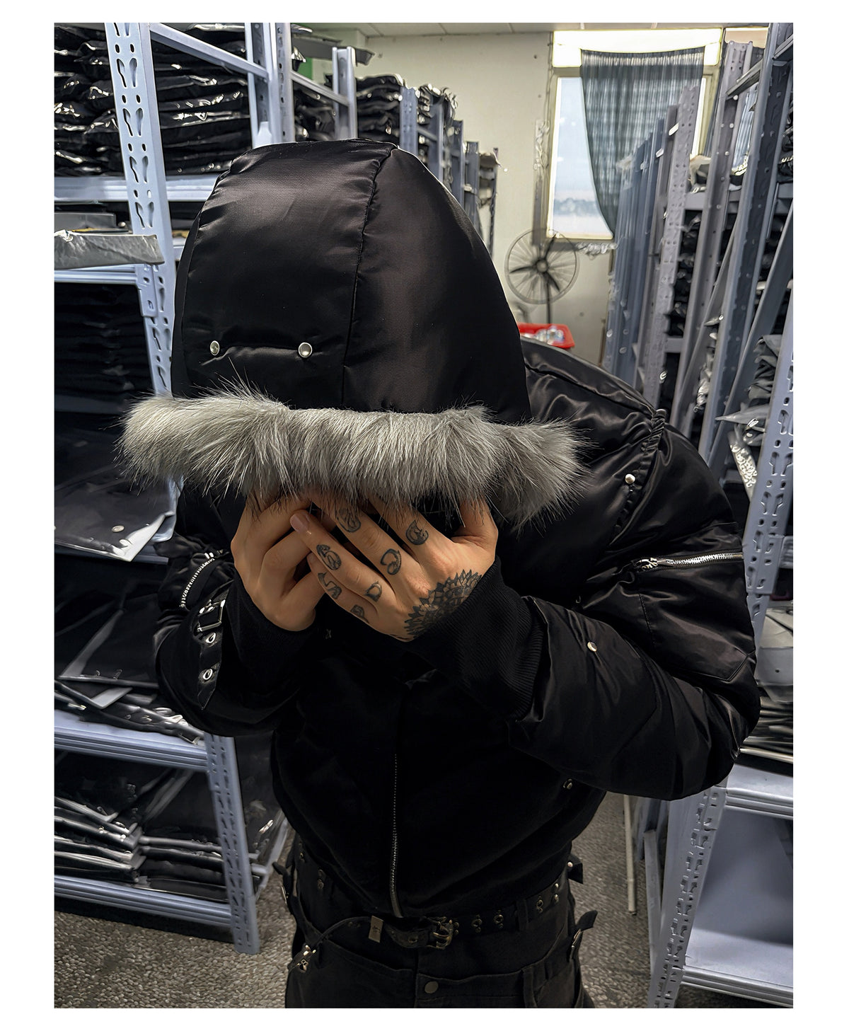 Glossy Fur Trim Hood Cropped Padded Jacket