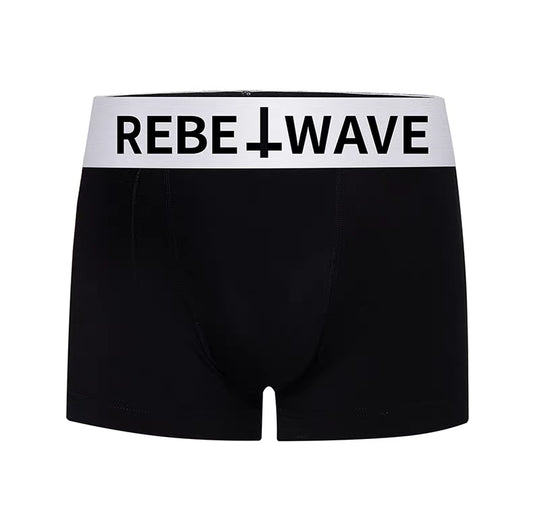 REBEL WAVE ロゴウエスト モダールボクサーパンツ ブラック SELFISH