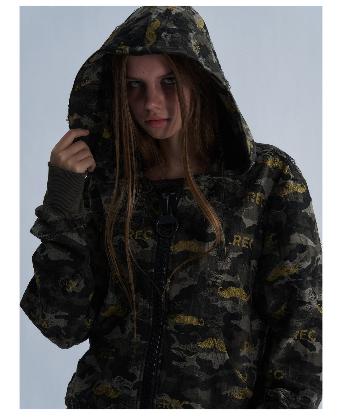 All Over Graphic Print Cropped Zip Hoodie