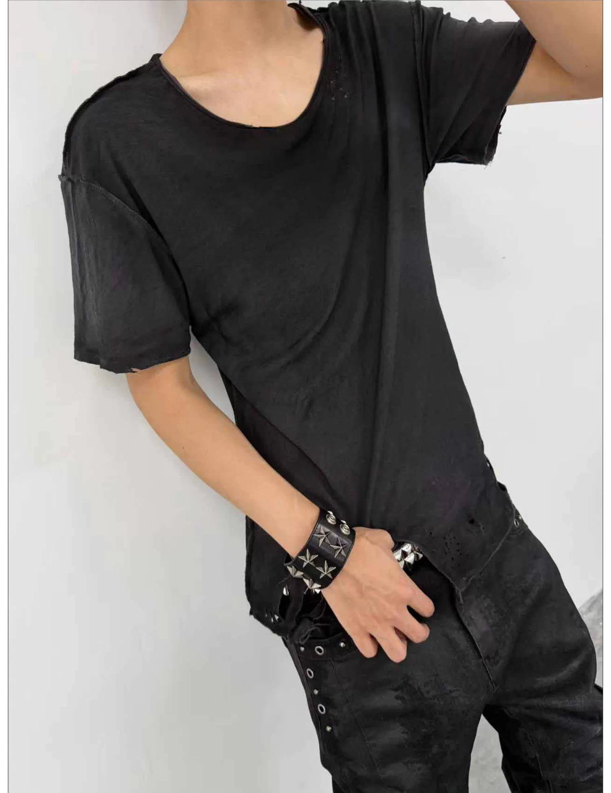 Wrinkled Washed Fitted T-Shirt