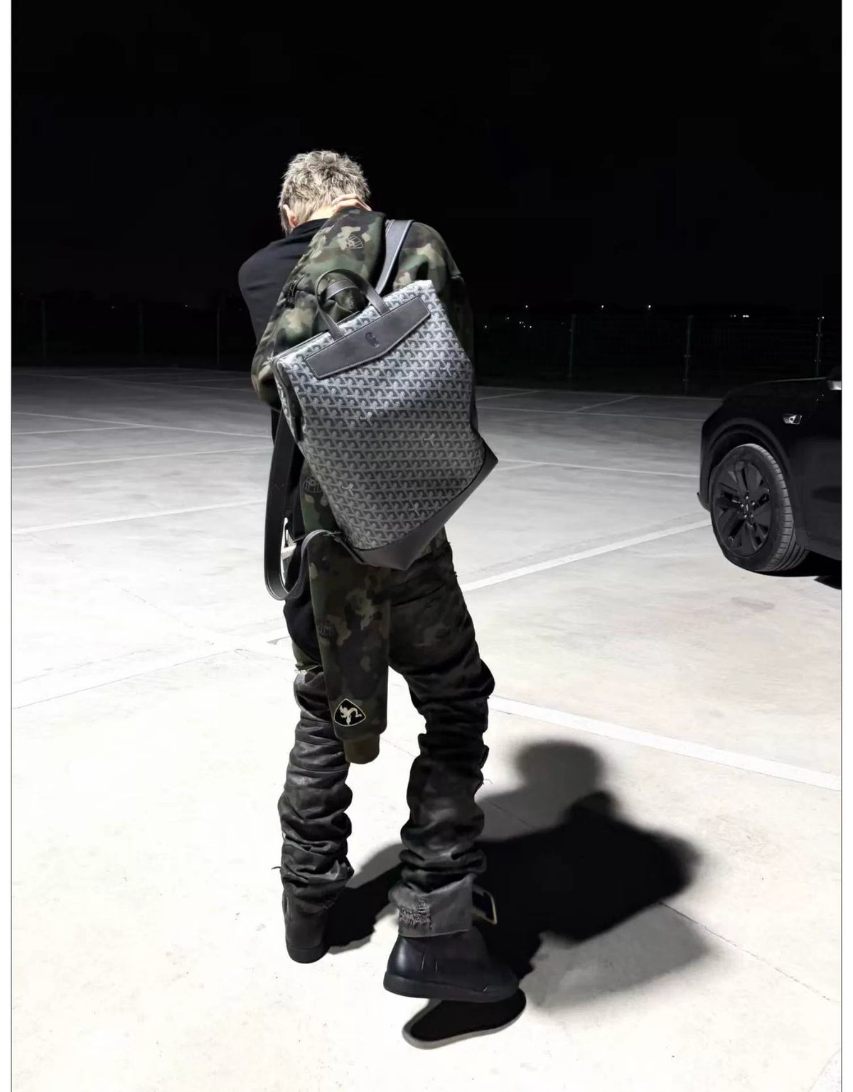 Washed Camouflage Straight-Leg Pants