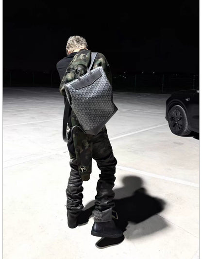 Washed Camouflage Straight-Leg Pants
