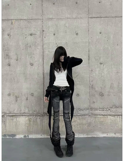 Asymmetric Hem Diagonal Zip Hoodie