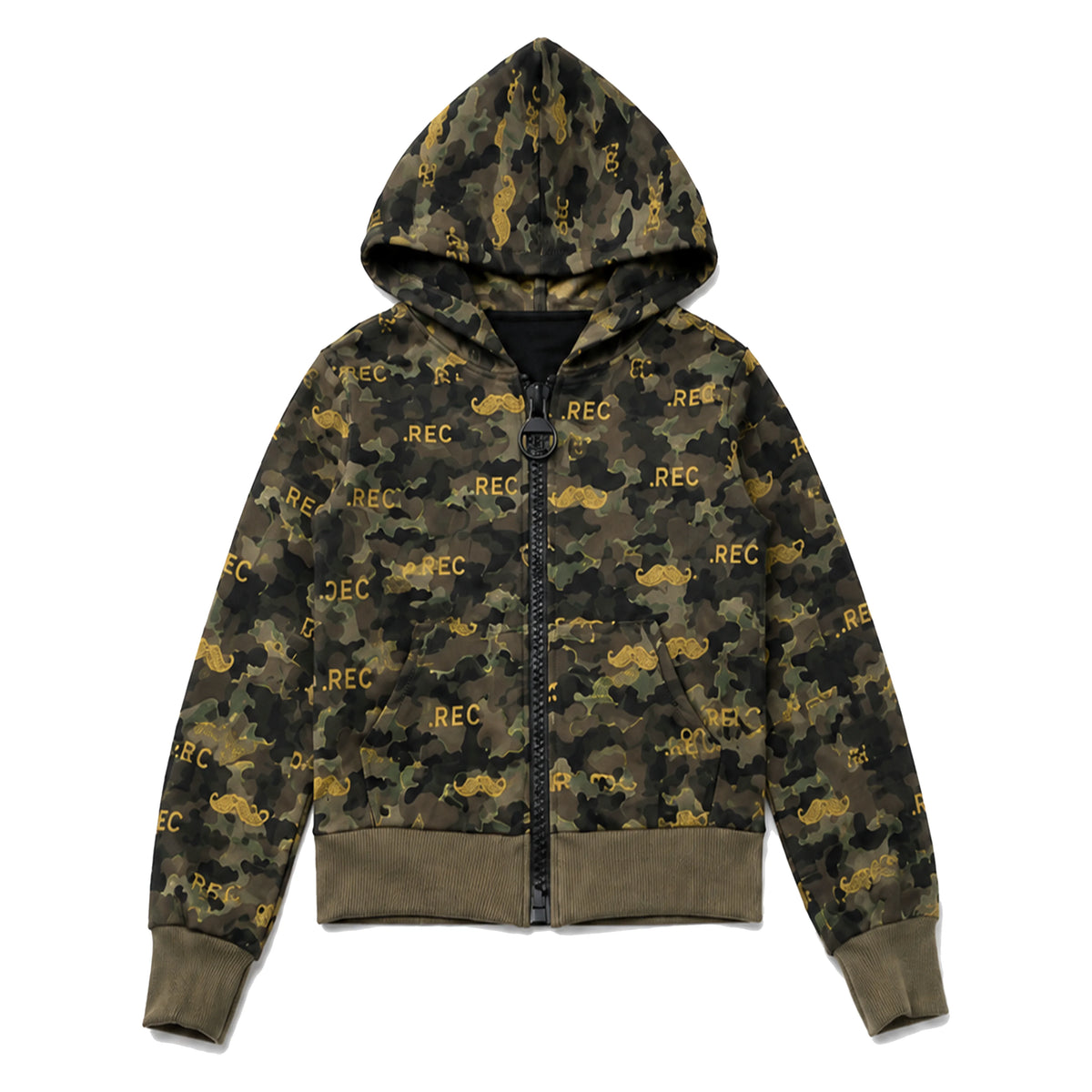 All Over Graphic Print Cropped Zip Hoodie