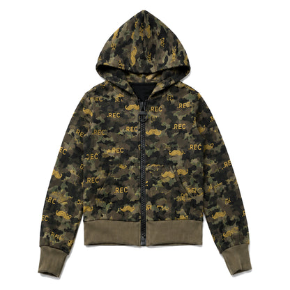 All Over Graphic Print Cropped Zip Hoodie