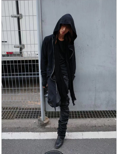 Asymmetric Hem Diagonal Zip Hoodie