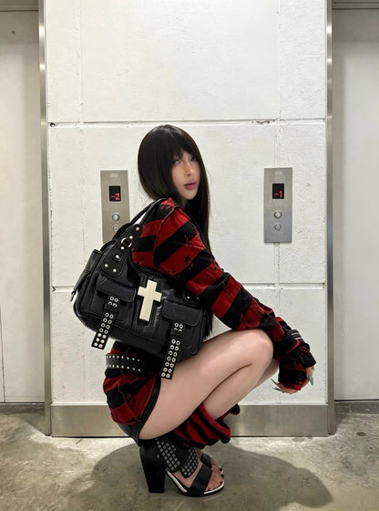 Cross Embellished Convertible Shoulder Bag