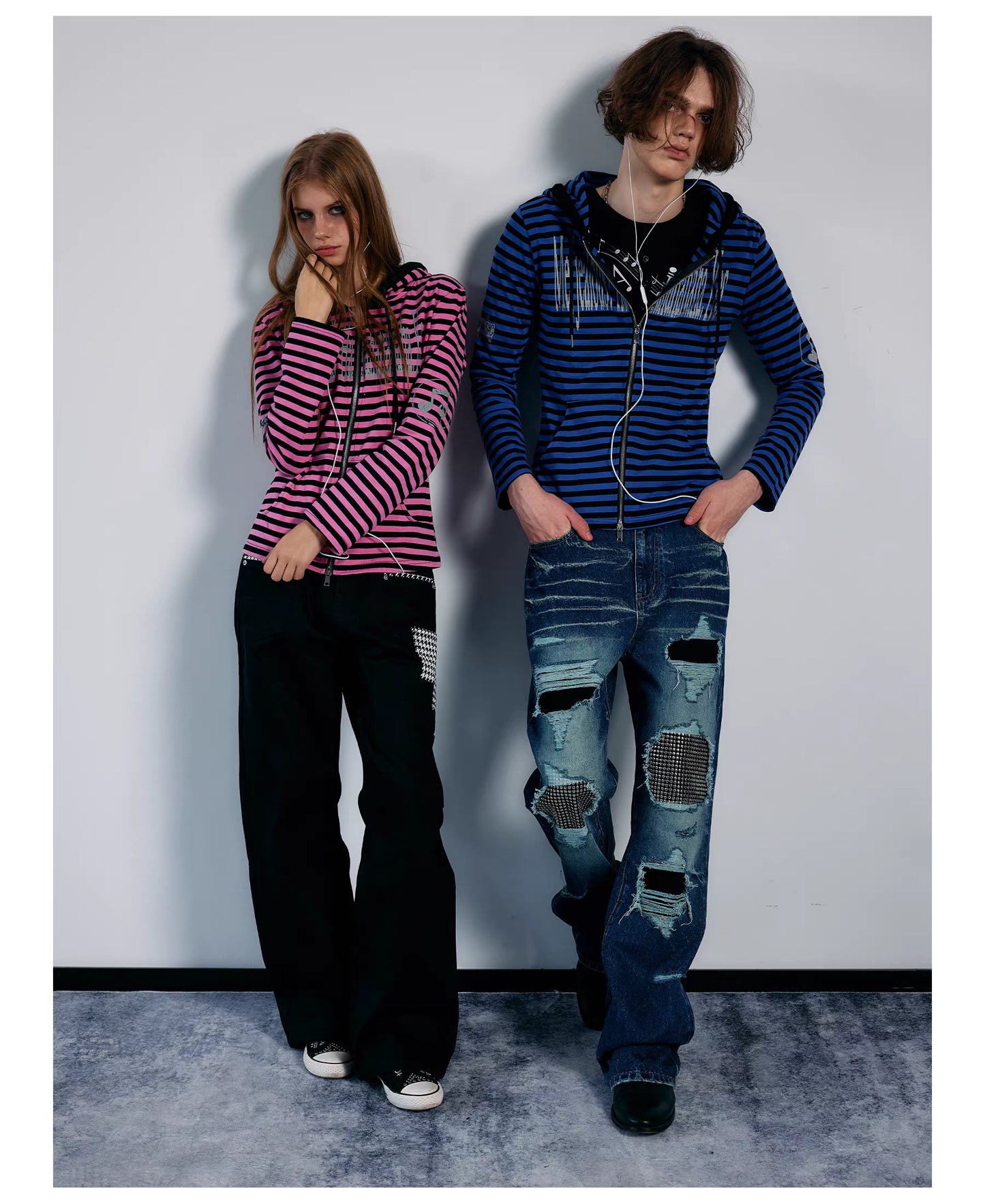 Striped Graphic Slim Fit Zip Hoodie