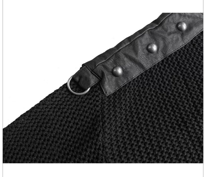 Zip Detail Contrast Panel Cropped Knit Sweater