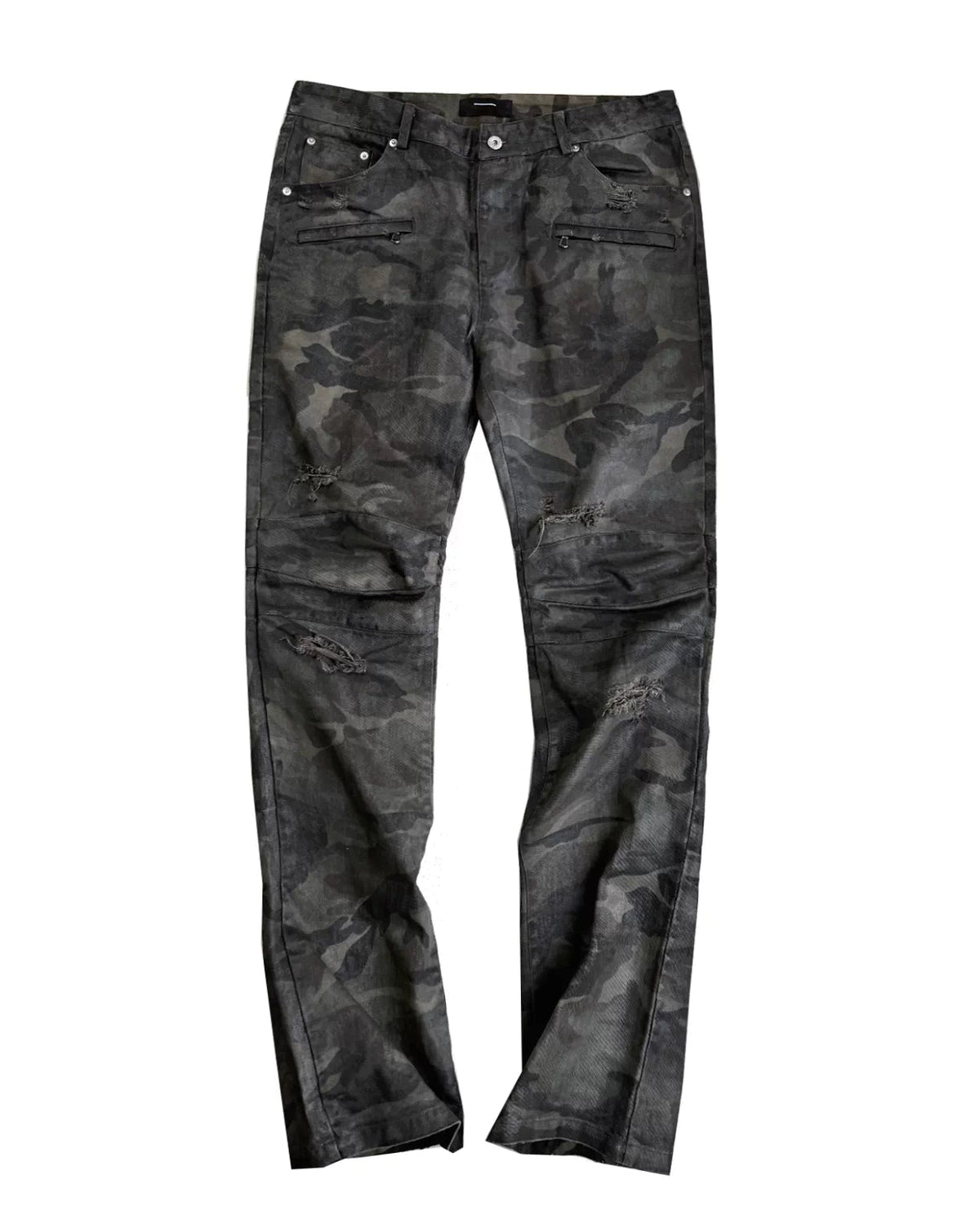 Washed Camouflage Straight-Leg Pants
