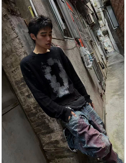 Cross Graphic Cropped Knit Sweater
