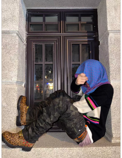 Washed Camouflage Straight-Leg Pants