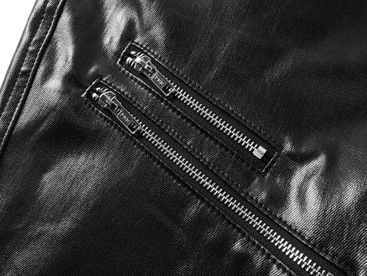 Liquid Metallic Coated Flared Jeans