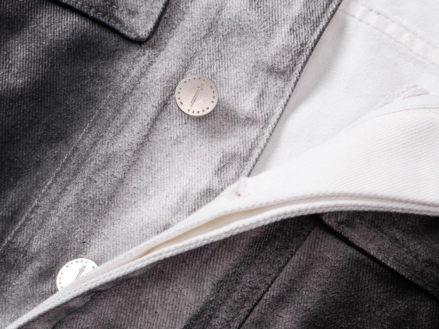 Washed Denim Contrast Faux Leather Sleeve Jacket