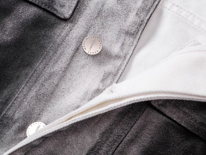 Washed Denim Contrast Faux Leather Sleeve Jacket