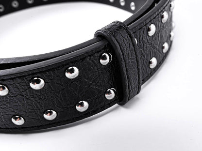 Detachable Cross Charm Studded Leather Belt