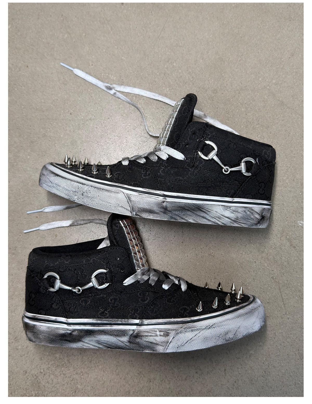Studded Floral Canvas High Top Sneakers