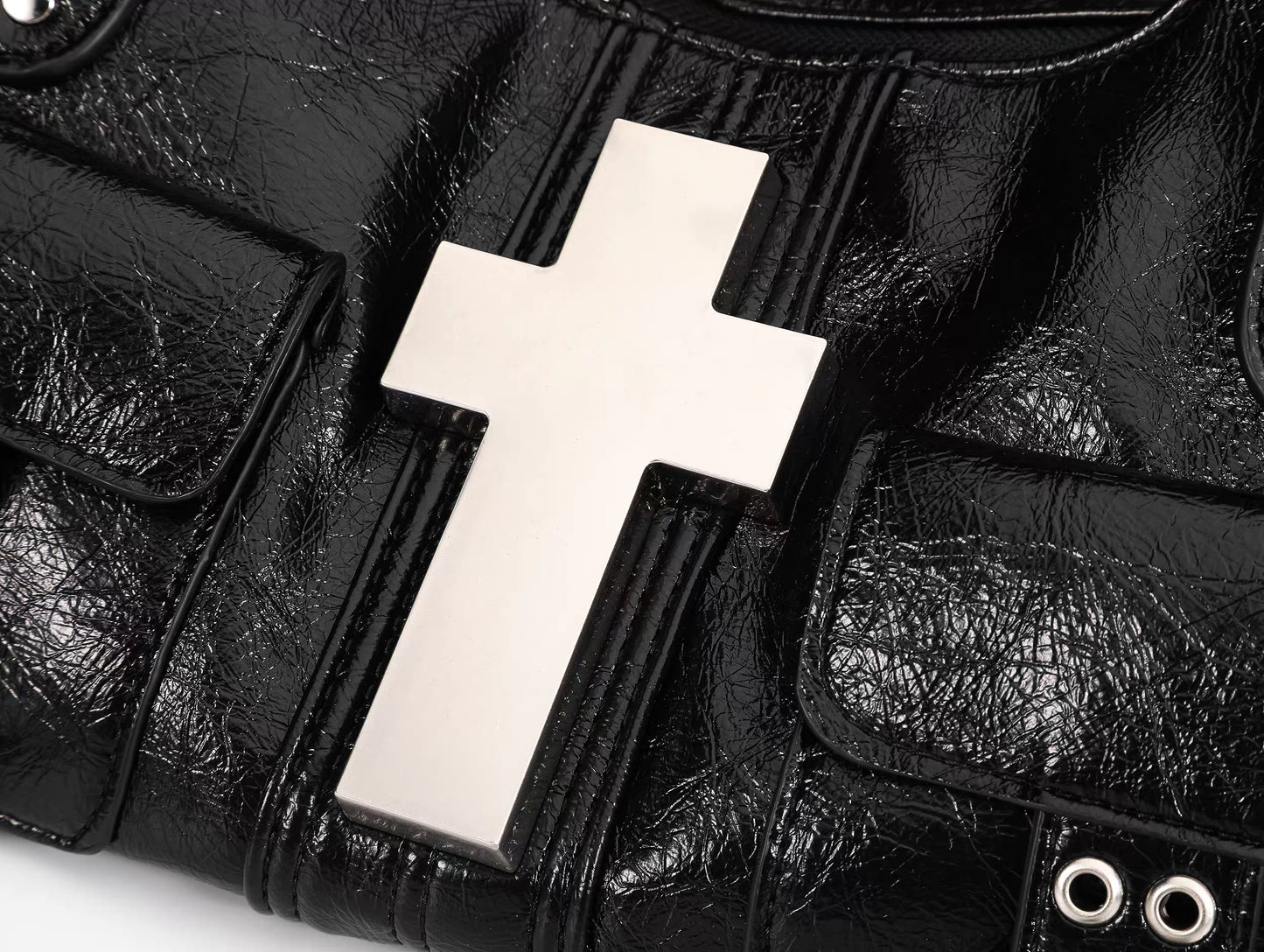 Cross Embellished Convertible Shoulder Bag