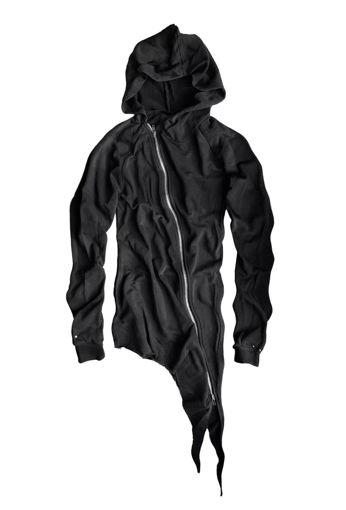 Asymmetric Hem Diagonal Zip Hoodie