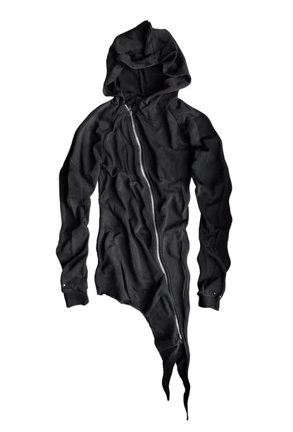 Asymmetric Hem Diagonal Zip Hoodie
