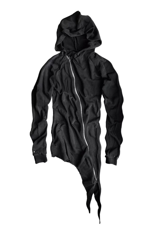 Asymmetric Hem Diagonal Zip Hoodie