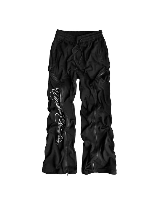 Wrinkled Graphic Flared Pants