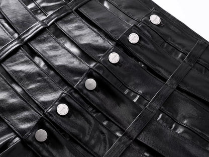 Six Buckle Coated Stacked Jeans