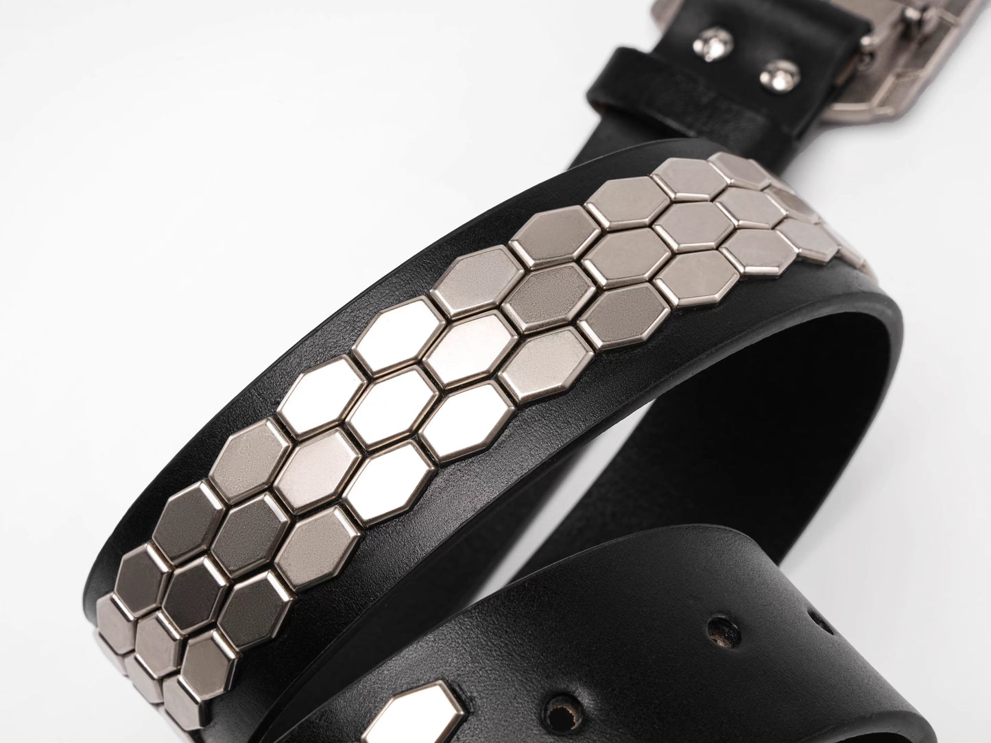 Game Console Buckle Studded Leather Belt
