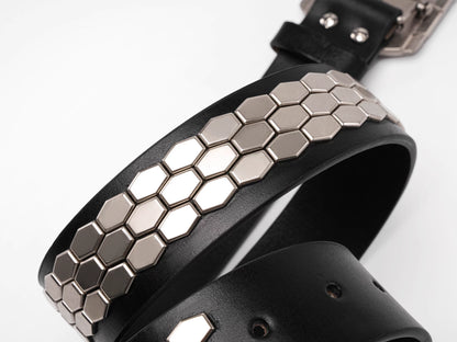 Game Console Buckle Studded Leather Belt