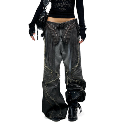Fluid Panel Washed Wide Leg Jeans