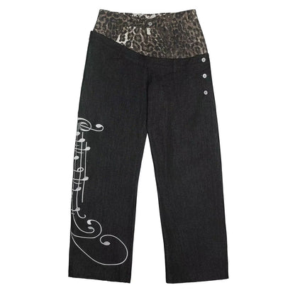 Double Waist Raw Denim Baggy Jeans