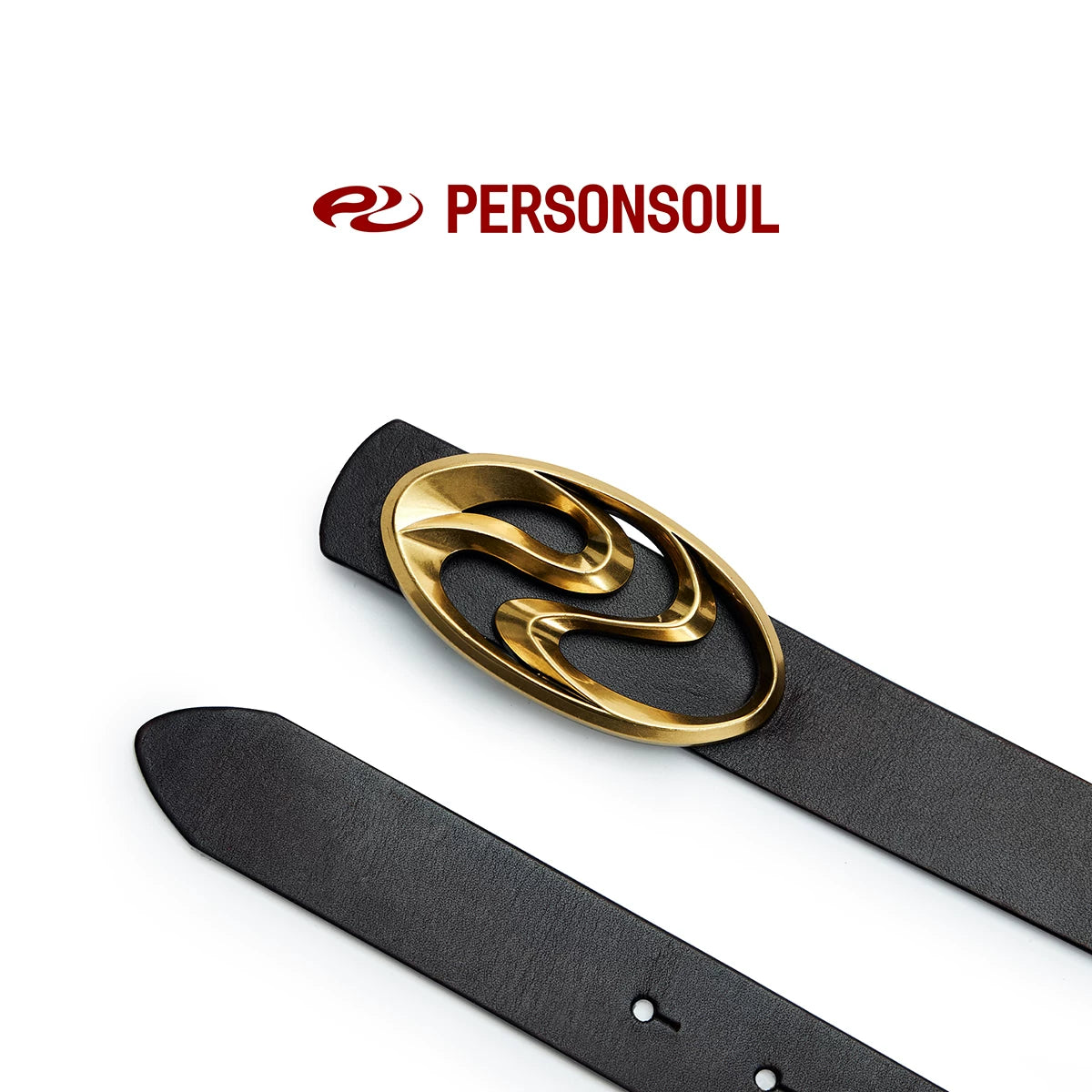 Symbol Buckle Leather Belt