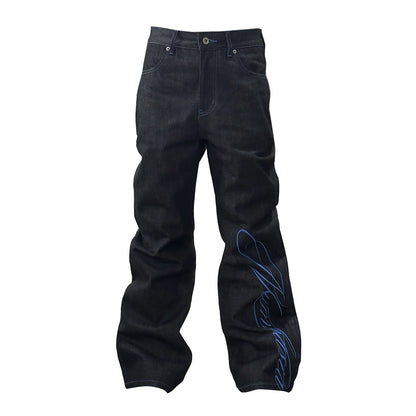 Floral Embroidered Straight Leg Jeans