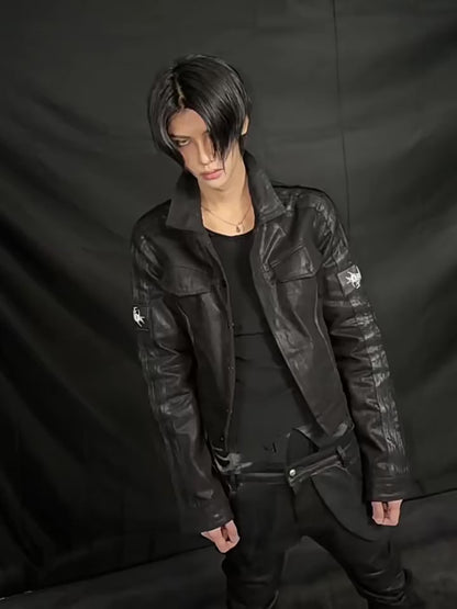 High Neck Concealed Zip Fitted Faux Leather Jacket
