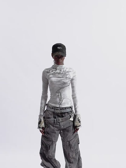 Vintage Washed High Neck Slim Fit Top